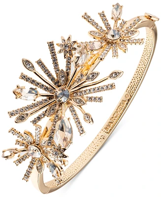 Marchese Gold-Tone Crystal Starburst Triple Cluster Bangle Bracelet