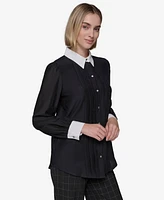 Karl Lagerfeld Paris Women's Pintucked Blouse