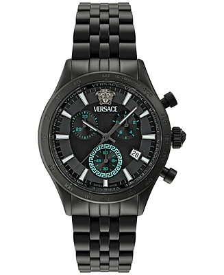 Versace Unisex Swiss Chronograph Hellenyium Black Ion Plated Bracelet Watch 40mm