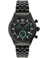 Versace Unisex Swiss Chronograph Hellenyium Black Ion Plated Bracelet Watch 40mm