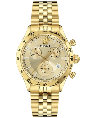 Versace Unisex Swiss Chronograph Hellenyium Gold Ion Plated Bracelet Watch 40mm