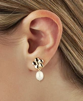 Macy's White Pearl (10mm) Flower Drop Earrings in 14k Yellow Gold