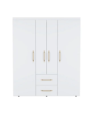 Valier Wardrobe, Deluxe Armoire with Multiple Storage Options and Metal Accents, Black