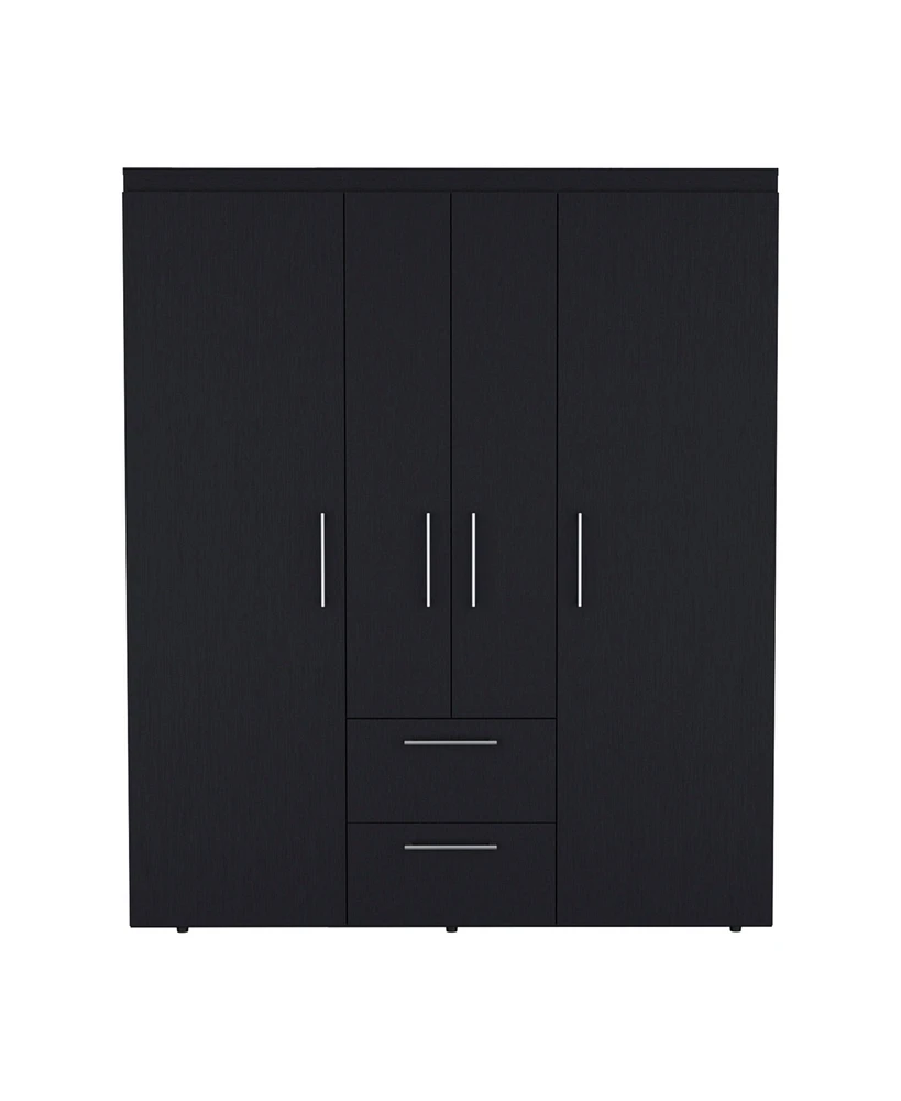 Depot E-Shop Valier Wardrobe, Deluxe Armoire with Multiple Storage Options and Metal Accents, White