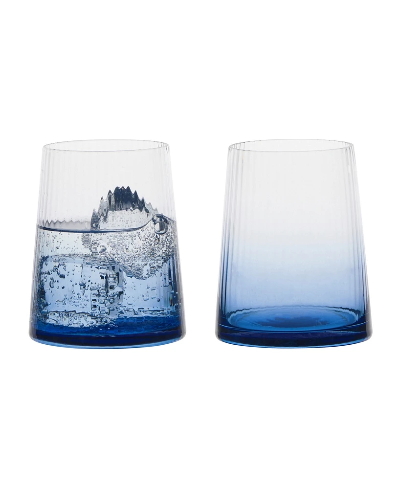 Anton Studio Designs Empire Blue Double Old Fashioned Tumblers, Set of 2