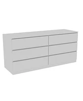 Streamdale Furniture Asteria 6 Drawer Double Dresser, Metal Handles - White