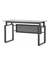 Streamdale Furniture Modern Glass Desk with Black Metal Frame for Home Office