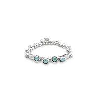 UNOde50 Sterling Silver Faceted Crystal Leather Bracelet