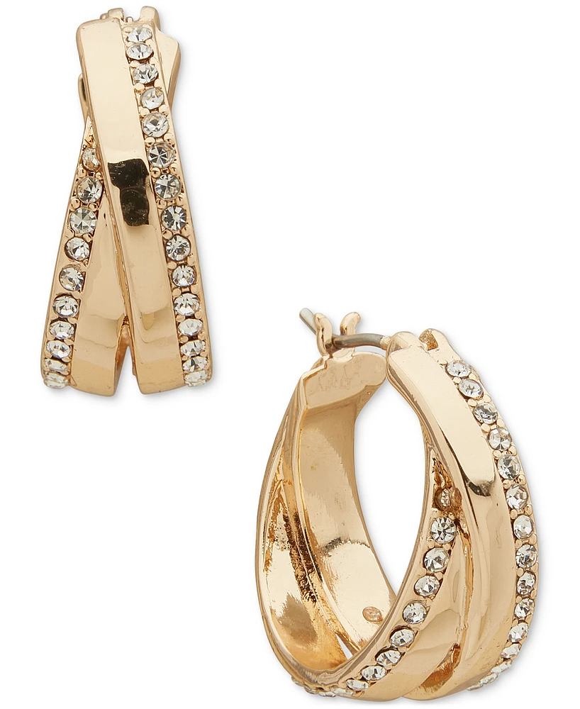 Karl Lagerfeld Paris Pave Twist Small Hoop Earrings, 0.62"