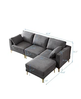 Streamdale Furniture Adf Living Room Furniture Modern Leisure L Shape Couch Dark Grey Fabric