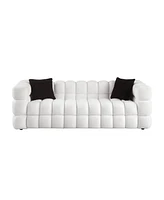 Streamdale Furniture 84.3" Marshmallow Sofa, White Boucle, 3 Seater