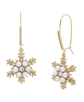 Betsey Johnson Faux Stone Snowflake Dangle Earrings