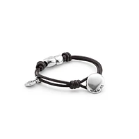 UNOde50 Sterling Silver-Plated Metal Leather Strap Bracelet