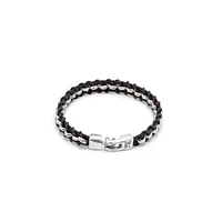 UNOde50 Sterling Silver Leather Hinge Clasp Bracelet