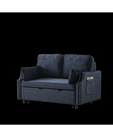 Streamdale Furniture 50" Velvet Sleeper Sofa with Storage and Pull-out Bed