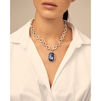 UNOde50 Sterling Silver and Blue Crystal Necklace