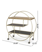 Streamdale Furniture Contemporary 3-Shelf Bookcase with Gold Iron Frame and Tempered Glass Shelves