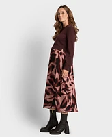 Seraphine Women's Abstract Midi Maternity Dress with Removable Knit Jumper Nursing Access