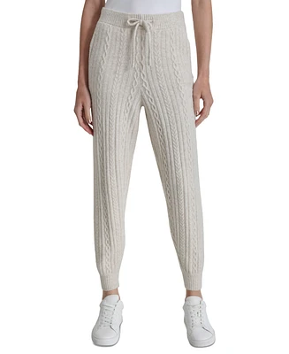 Dkny Sport Women's Drawstring Cable Knit Joggers