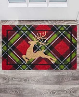 Vcny Home Holiday Plaid Coir Outdoor Doormat, 18" x 30"