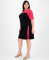 Connected Plus Elbow-Sleeve Sheath Dress