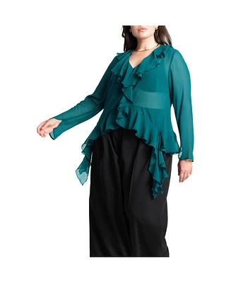 Eloquii Plus Ruffle Trim Blouse