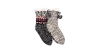 Muk Luks Women's 2 Pack Pom Tall Cabin Sock