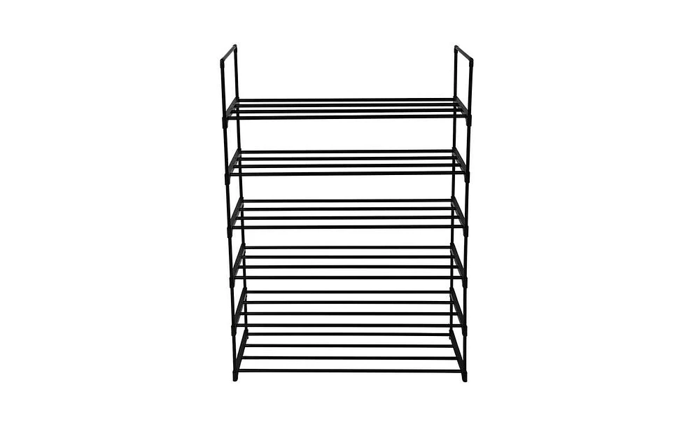 Slickblue 6-Tier Black Shoe Rack Tower Shelf Organizer for Bedroom, Entryway, Hallway, and Closet Storage