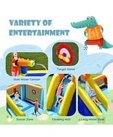 Gouun Giant Soccer-Themed Inflatable Water Slide with 735W Blower