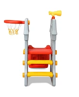 Gouun 5 in 1 Toddler Climber Slide Playset with Basketball Hoop and Telescope