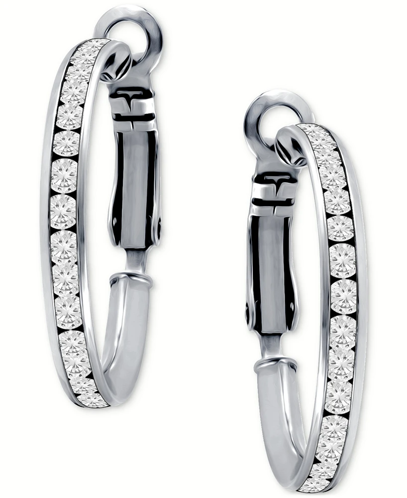 Giani Bernini Cubic Zirconia (8-1/2 ct. t.w.) Medium Hoop Earrings in Sterling Silver, 1.18", Exclusively at Macy's