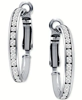 Giani Bernini Cubic Zirconia (8-1/2 ct. t.w.) Medium Hoop Earrings in Sterling Silver, 1.18", Exclusively at Macy's