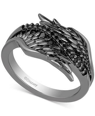 Disney Enchanted Vault Black Diamond Maleficent Wing Ring (1/10 ct. t.w.) in Black Rhodium-Plated Sterling Silver