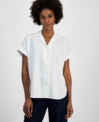 Nautica Jeans Women's Collared Short-Sleeve Camp Shirt