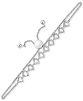 Diamond Openwork Curved Link Bolo Bracelet (1/2 ct. t.w.) in 10k White Gold