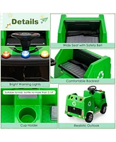 Costway 12V Recycling Garbage Truck Electric Ride On Toy Remote w/Recycling Accessories