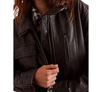 Free People Women's Buckle Up Faux-Leather Jacket