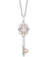 Disney Enchanted Vault Morganite (1/2 ct. t.w.) & Diamond (1/10 ct. t.w.) Aurora Key 18" Pendant Necklace in Sterling Silver and 10k Rose Gold