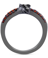 Disney Enchanted Vault Garnet (1/3 ct. t.w), Black Diamond (1/10 ct. t.w.) & Diamond (1/20 ct. t.w.) Jafar Snake Ring in Black Rhodium-Plated Sterling