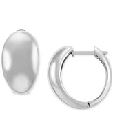 Small Polished Graduated Huggie Hoop Earrings in Sterling Silver, 7/8"