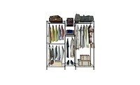 Slickblue Metal Closet Organizer with Portable Garment Rack, Clothes Hanger, and Home Shelf for Efficient Storage