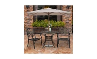 Slickblue Round Top Courtyard Cast Aluminum Table – Bronze