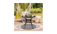 Slickblue Round Top Courtyard Cast Aluminum Table – Bronze