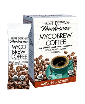 Host Defense MycoBrew Coffee - Instant Coffee Drink Mix - Coffee Powder that Includes Lion's Mushroom - Drink Mix with 100% Arabica Instant Coffee