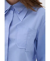 Nocturne Women's Double Collar Cotton Button-Up Shirt