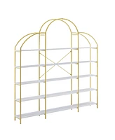 Slickblue 74.8-Inch 5-Tier Office Bookcase with Gold X-Bar Frame