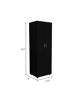 Depot E-Shop London Armoire, Two Shelves, Rod, Double Door Cabinet Armoire, Black