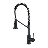 Flynama Single Hole Single-Handle Pull-Down Sprayer Kitchen Faucet In Matte Black