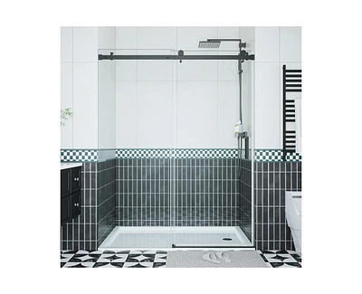 gaomon Shower Door, 44-48" W × 76" H Frameless Sliding Shower Door,Waterproof Glass Shower Door with Stainless Steel Handle and Seal Strip