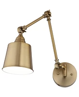 360 Lighting Mendes Modern Swing Arm Adjustable Wall Mounted Lamp Antique Brass Gold Metal Hardwired Down Light Fixture for Bedroom Bedside House Read